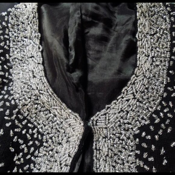 Vintage Beaded Cardigan, Beaded Black Sweater, Rockabilly Fun - Picture 8 of 14